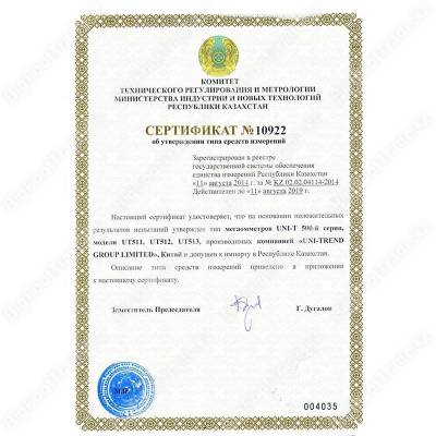 сертификат на мегаомметр